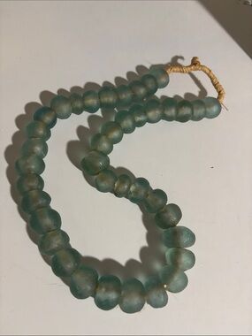 Jumbo Recycled Sea Glass Beads in Clear Aqua